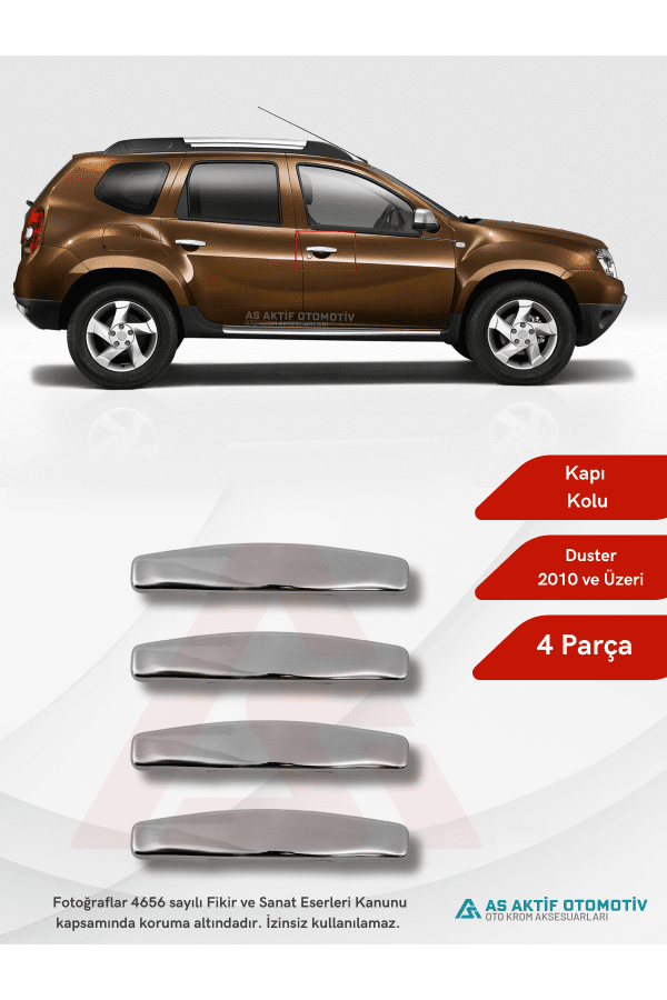 Dacia Duster Suv Kapı Kolu 4 Parça 2010 ve Üzeri Krom Paslanmaz Çelik