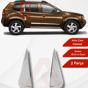 Dacia Duster Suv Arka Cam Kelebek Yeri 2 Parça 2010 ve Üzeri Krom Paslanmaz Çelik