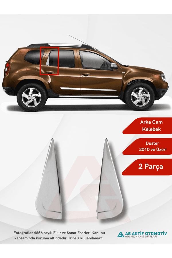 Dacia Duster Suv Arka Cam Kelebek Yeri 2 Parça 2010 ve Üzeri Krom Paslanmaz Çelik