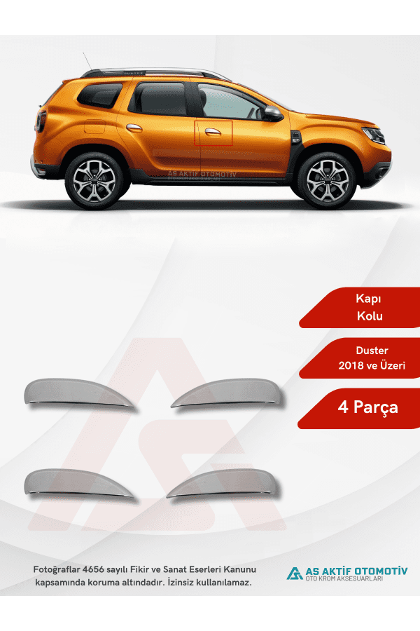 Dacia Duster Suv Kapı Kolu 4 Parça 2018 ve Üzeri Krom Paslanmaz Çelik