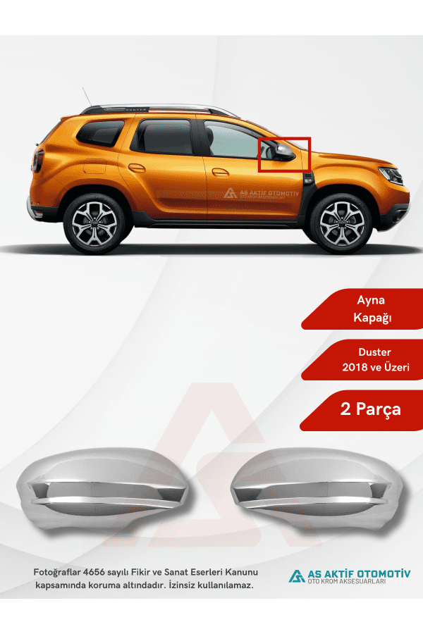 Dacia Duster Suv Ayna Kapağı 2 Parça 2018 ve Üzeri Abs Krom