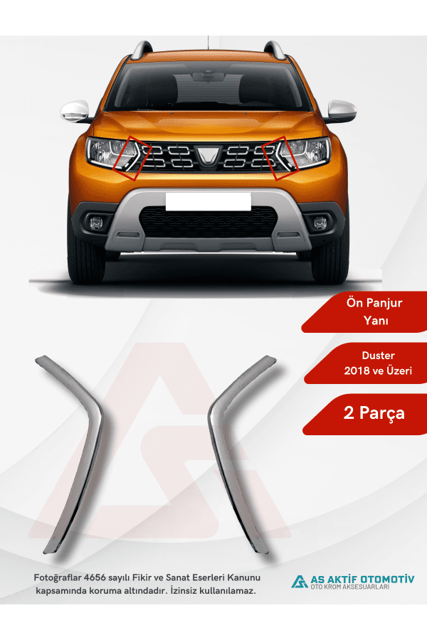 Dacia Duster Suv Ön Panjur Yanları 2 Parça 2018 ve Üzeri Krom Paslanmaz Çelik