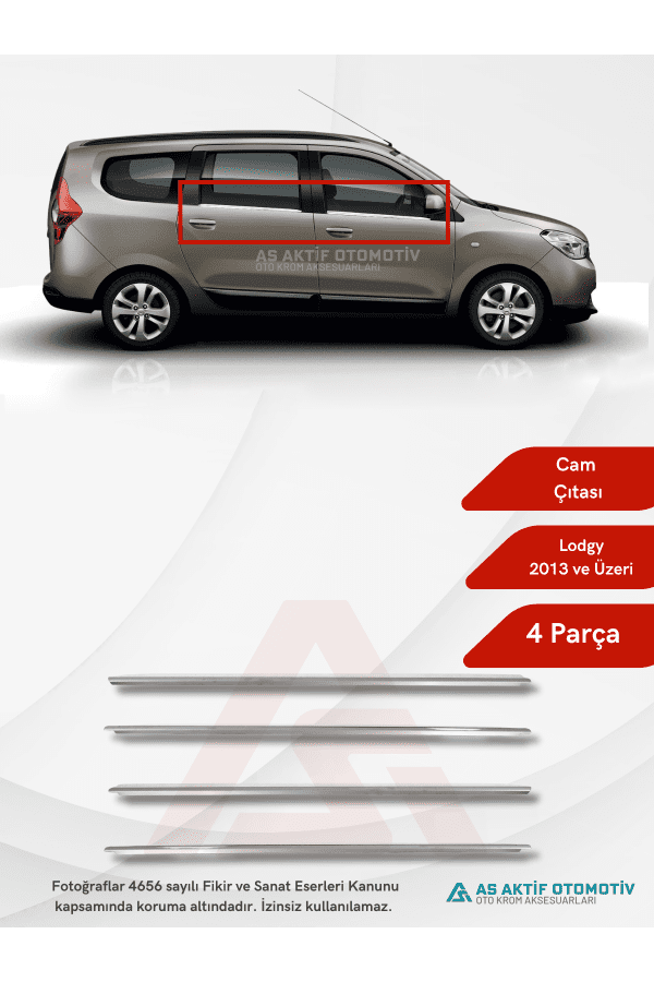 Dacia Lodgy Mpv Cam Çıtası 4 Parça 2013 ve Üzeri Krom Paslanmaz Çelik