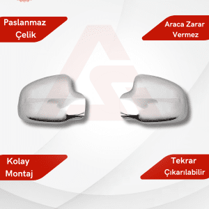 Dacia Sandero – 1 HB 5D Ayna Kapağı 2 Parça 2008-2012 Krom Paslanmaz Çelik