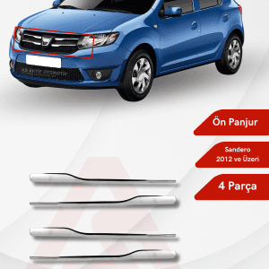 Dacia Sandero – 2 HB 5D Ön Panjur 4 Parça 2012-2016 Krom Paslanmaz Çelik