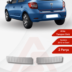 Dacia Sandero – 2 HB 5D Arka Tampon Üstü 2 Parça 2012 ve Üzeri Krom Paslanmaz Çelik