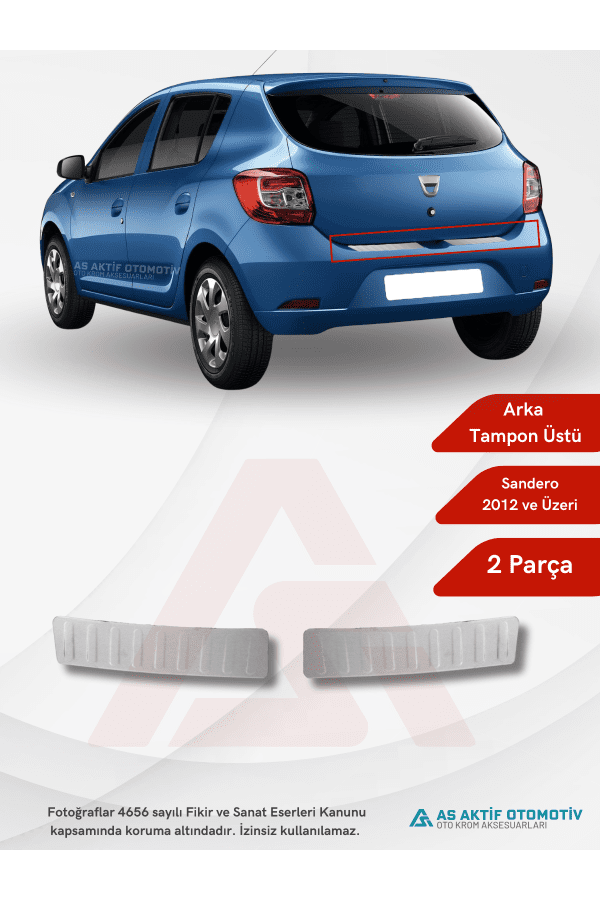 Dacia Sandero – 2 HB 5D Arka Tampon Üstü 2 Parça 2012 ve Üzeri Krom Paslanmaz Çelik