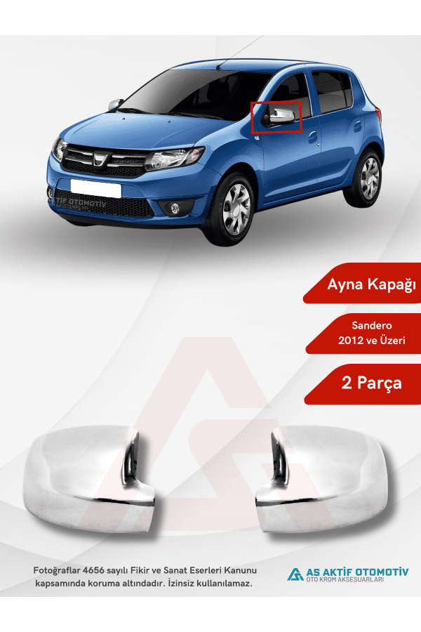 Dacia Sandero – 2 HB 5D Ayna Kapağı 2 Parça 2012 ve Üzeri Abs Krom