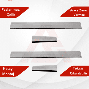 Fiat Albea SD Kapı Eşiği 4 Parça 2002-2012 Krom Paslanmaz Çelik