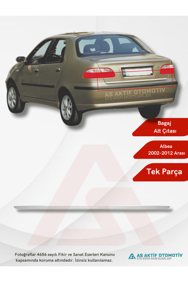 Fiat Albea SD Bagaj Alt Çıtası 2002-2012 Krom Paslanmaz Çelik