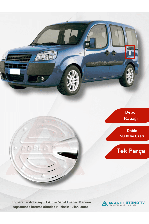 Fiat Doblo I Panel Van/Lav Depo Kapağı 2000 ve Üzeri Krom Paslanmaz Çelik