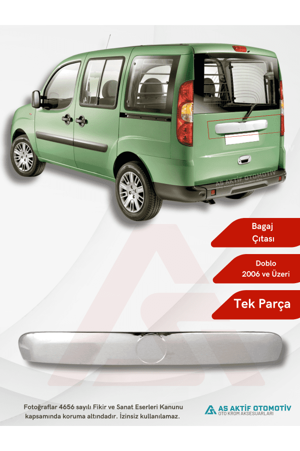 Fiat Doblo I Facelift Panel Van/Lav Bagaj Çıtası 2006 ve Üzeri Krom Paslanmaz Çelik