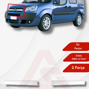 Fiat Doblo I Facelift Panel Van/Lav Ön Panjur 2 Parça 2006 ve Üzeri Krom Paslanmaz Çelik