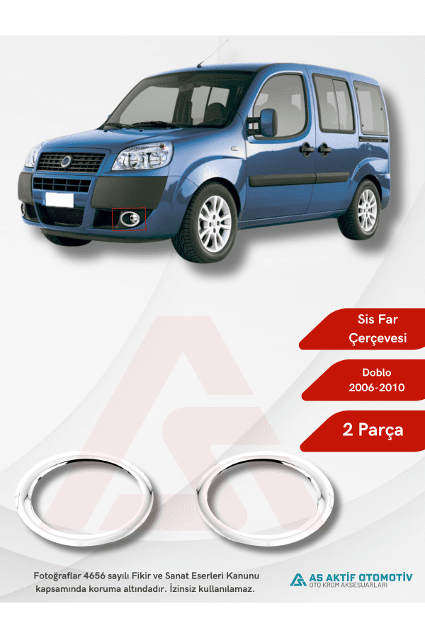 Fiat Doblo I Facelift Sis Far Çerçevesi 2 Parça 2006-2010 Krom Paslanmaz Çelik