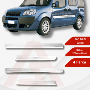 Fiat Doblo I Facelift Panel Van/Lav Yan Kapı Çıtası 4 Parça 2006 ve Üzeri Krom Paslanmaz Çelik (Geniş)