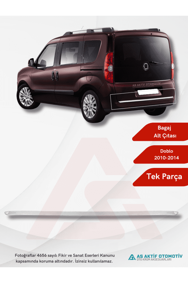 Fiat Doblo-2 Panel Van/Lav Bagaj Alt Çıtası 2010-2014 Krom Paslanmaz Çelik