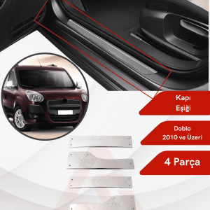 Fiat Doblo-2 Panel Van/Lav İç Kapı Eşiği 4 Parça 2010 ve Üzeri Krom Paslanmaz Çelik