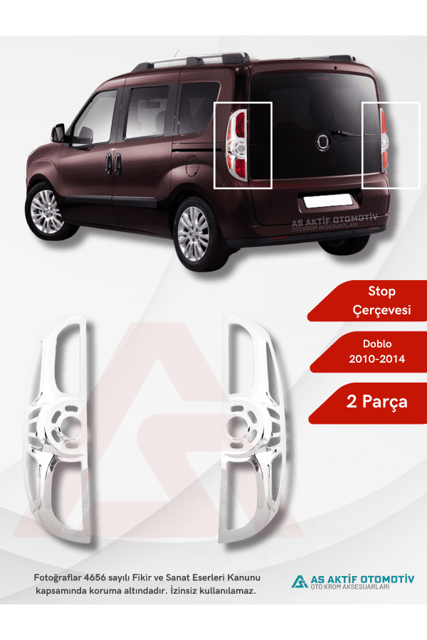 Fiat Doblo-2 Panel Van/Lav Stop Çerçevesi 2 Parça 2010-2014 Abs Krom