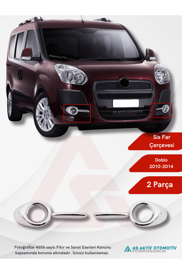 Fiat Doblo-2 Panel Van/Lav Sis Farı Çerçevesi 2 Parça 2010-2014 Abs Krom