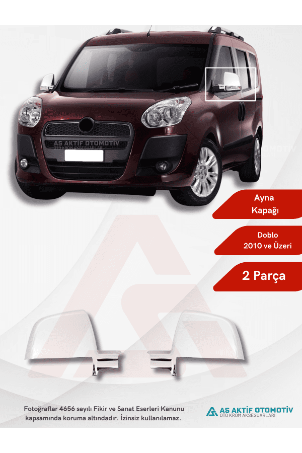 Fiat Doblo-2 Panel Van/Lav Ayna Kapağı 2 Parça 2010 ve Üzeri Abs Krom