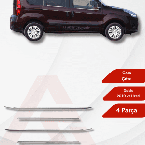 Fiat Doblo-2 Panel Van/Lav Cam Çıtası 4 Parça 2010 ve Üzeri Krom Paslanmaz Çelik