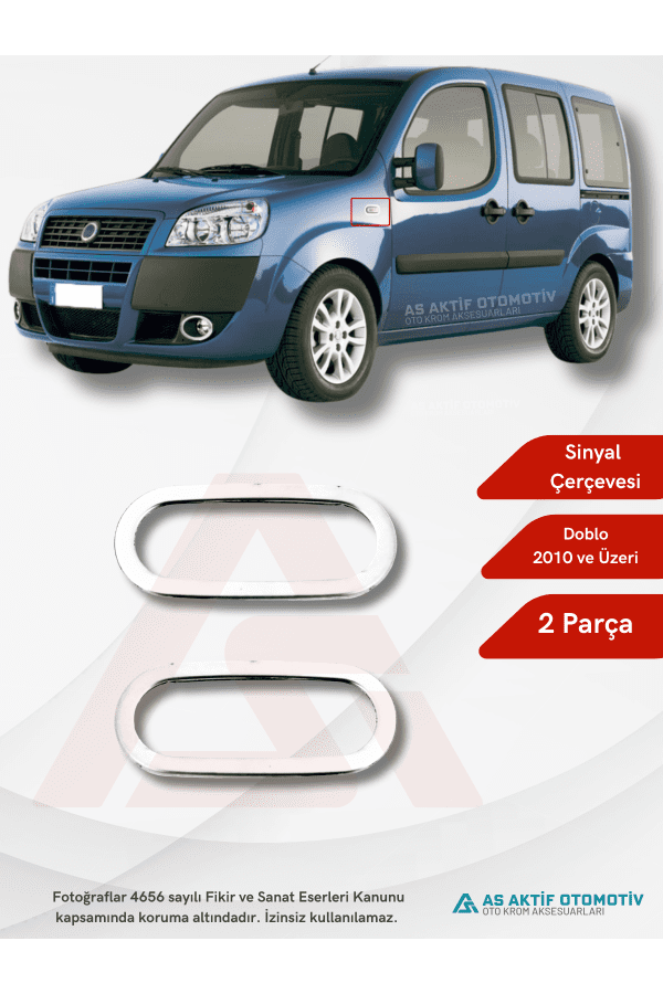 Fiat Doblo-2 Panel Van/Lav Sinyal Çerçevesi 2 Parça 2010 ve Üzeri Krom Paslanmaz Çelik