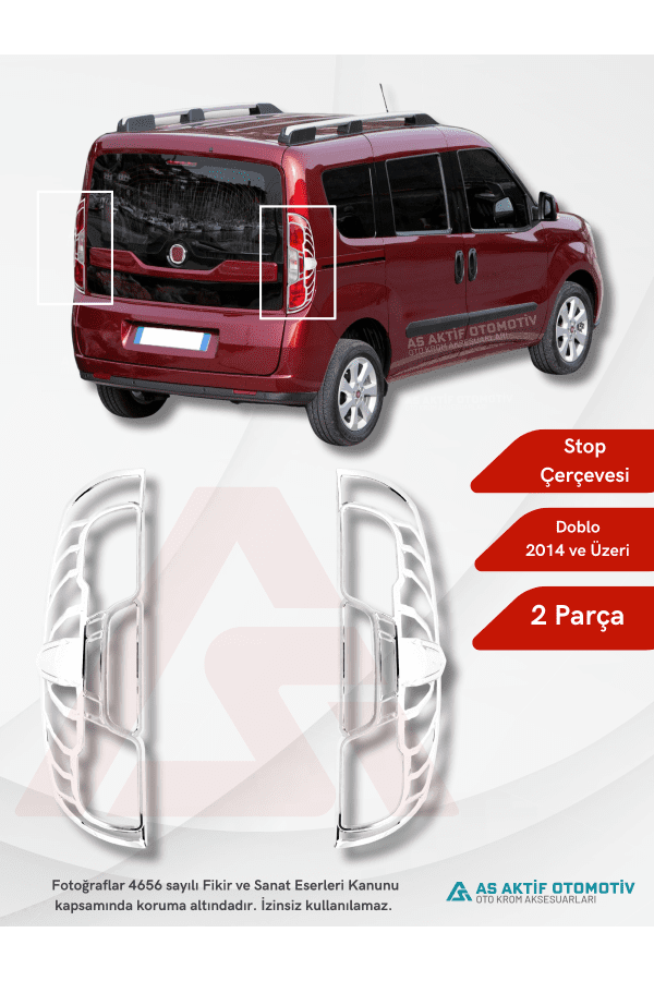 Fiat Doblo-2 Fcflt Panel Van/Lav Stop Çerçevesi 2 Parça 2014 ve Üzeri Abs Krom