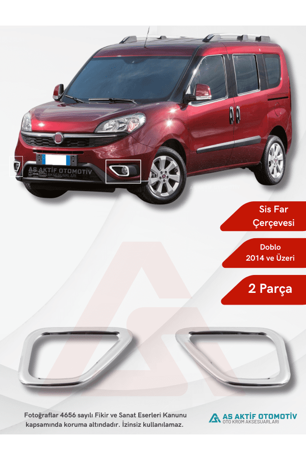 Fiat Doblo-2 Fcflt Panel Van/Lav Sis Çerçevesi 2 Parça 2014 ve Üzeri Krom Paslanmaz Çelik