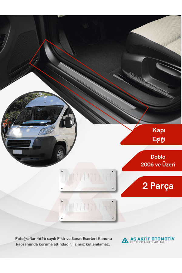 Fiat Ducato Van Kapı Eşiği 2 Parça 2006 ve Üzeri Krom Paslanmaz Çelik