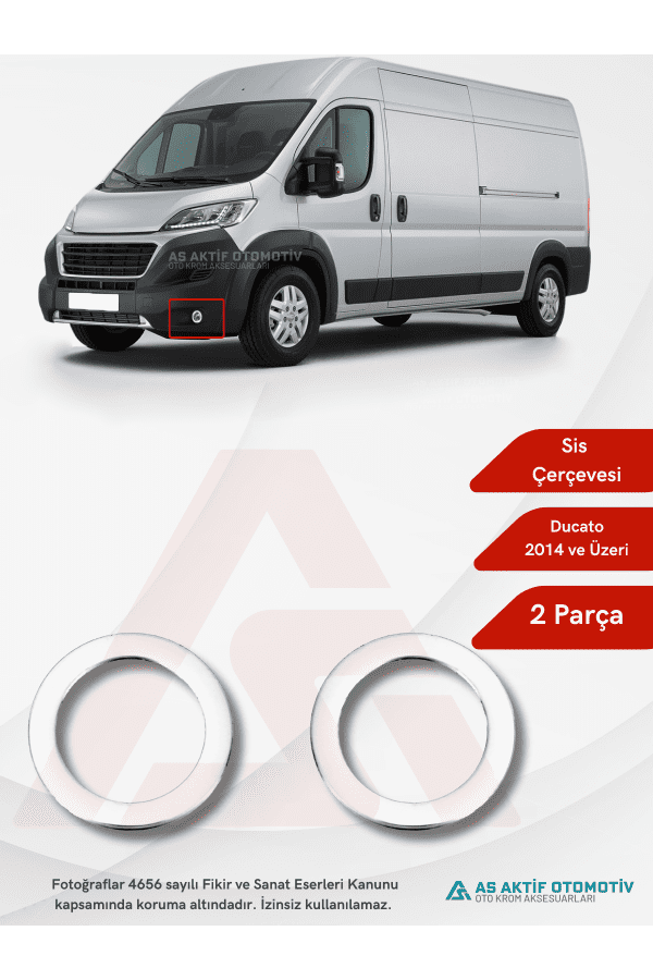 Fiat Ducato Van Sis Farı Çerçevesi 2 Parça 2014 ve Üzeri Krom Paslanmaz Çelik