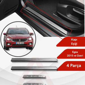 Fiat Egea SD/HB/SW Kapı Eşiği 4 Parça 2015 ve Üzeri Krom Paslanmaz Çelik