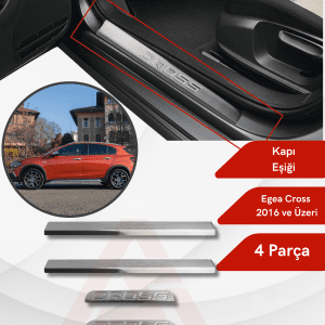 Fiat Egea HB-Cross Kapı Eşiği 4 Parça 2016 ve Üzeri Krom Paslanmaz Çelik