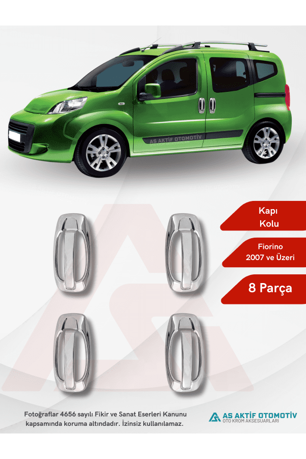 Fiat Fiorino Mini Van/Mpv Kapı Kolu (Set) 8 Parça 2007 ve Üzeri Krom Paslanmaz Çelik