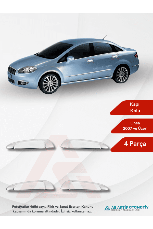 Fiat Linea SD Kapı Kolu 4 Parça 2007 ve Üzeri Krom Paslanmaz Çelik