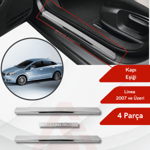 Fiat Linea SD Kapı Eşiği 4 Parça 2007 ve Üzeri Krom Paslanmaz Çelik