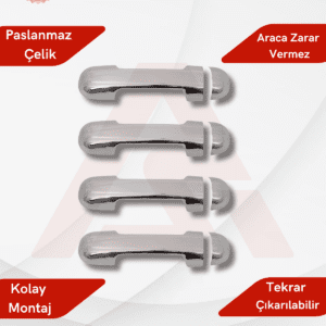 Ford Connect Panel Van/Lav Kapı Kolu 4 Parça 2002-2014 Krom Paslanmaz Çelik