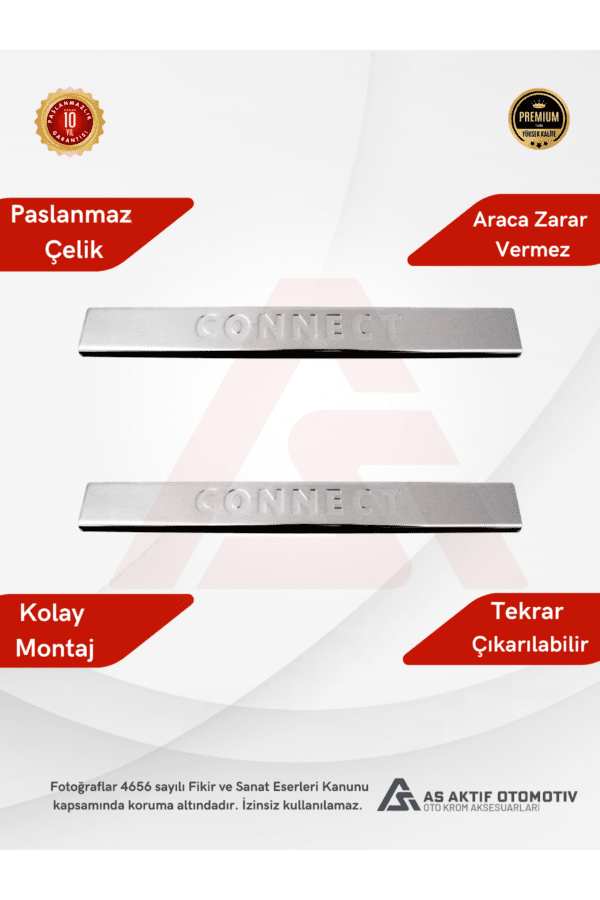 Ford Connect Panel Van/Lav Kapı Eşiği 2 Parça 2002-2014 Krom Paslanmaz Çelik