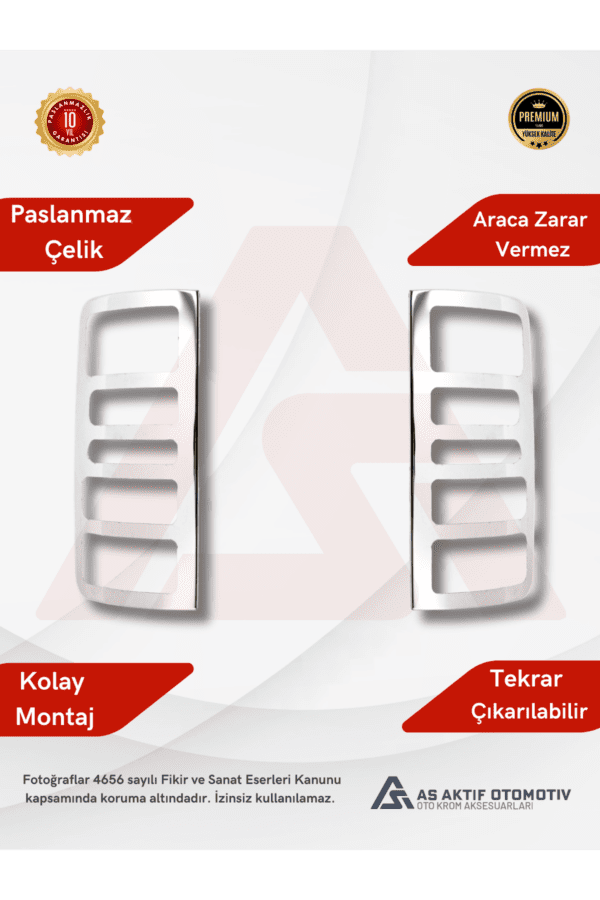 Ford Connect Panel Van/Lav Stop Çerçevesi 2 Parça 2002-2009 Krom Paslanmaz Çelik