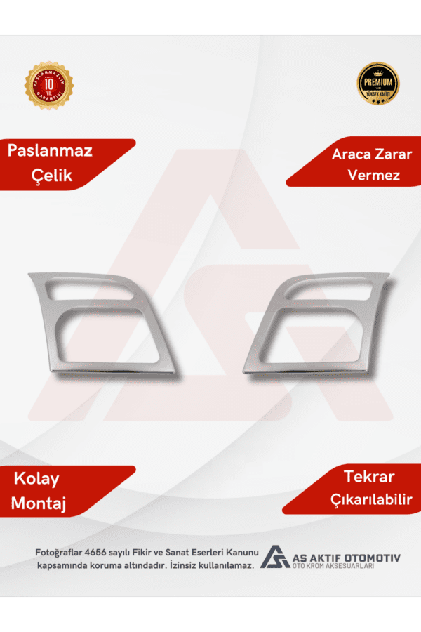 Ford Connect Panel Van/Lav Far Çerçevesi 2 Parça 2002-2014 Krom Paslanmaz Çelik