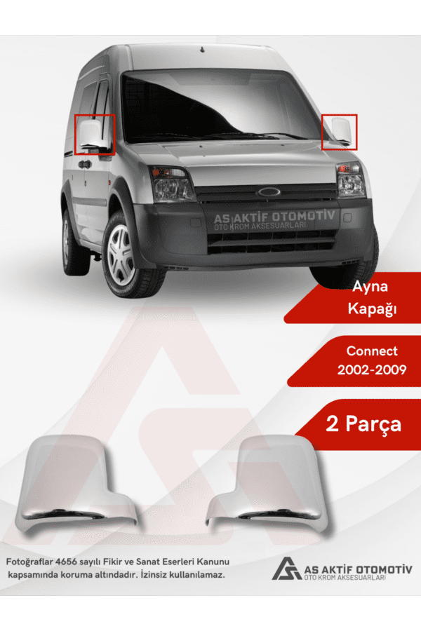 Ford Connect Panel Van/Lav Ayna Kapağı 2 Parça 2002-2009 Abs Krom