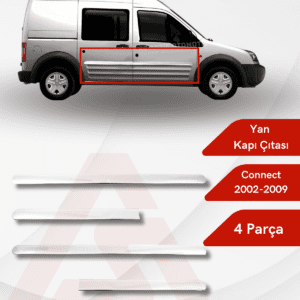 Ford Connect Panel Van/Lav Yan Kapı Çıtası 4 Parça 2002-2014 Krom Paslanmaz Çelik