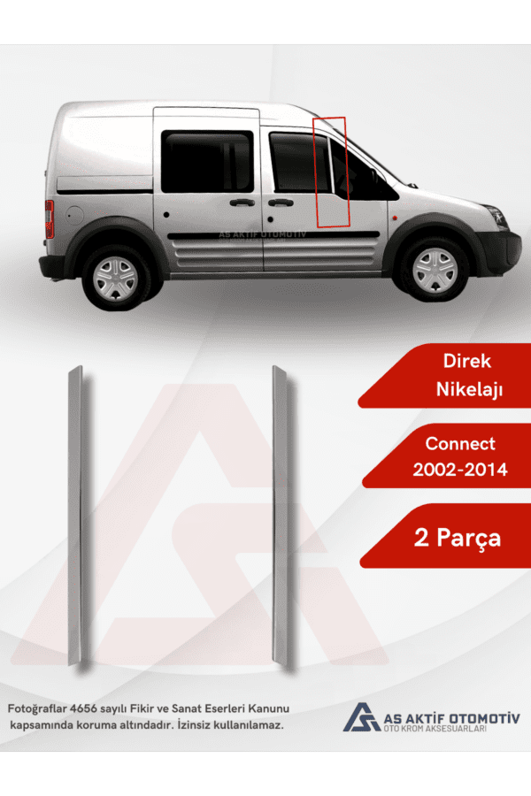 Ford Connect Panel Van/Lav Direk Nikelajı 2 Parça 2002-2014 Krom Paslanmaz Çelik