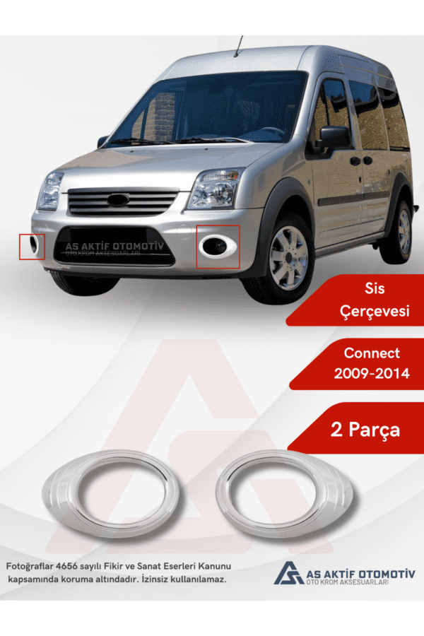 Ford Connect Panel Van/Lav Sis Farı Çerçevesi 2 Parça 2009-2014 Abs Krom