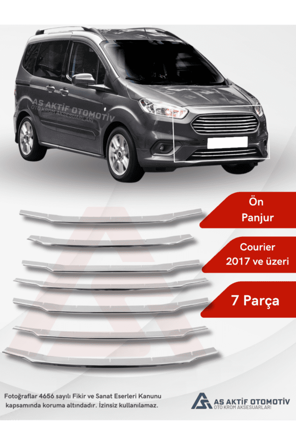 Ford Courier Van Ön Panjur (Set) 7 Parça 2018 ve Üzeri Krom Paslanmaz Çelik