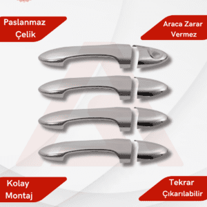 Ford Focus 1 HB 5D/SD Kapı Kolu 4 Parça 1998-2005 Krom Paslanmaz Çelik