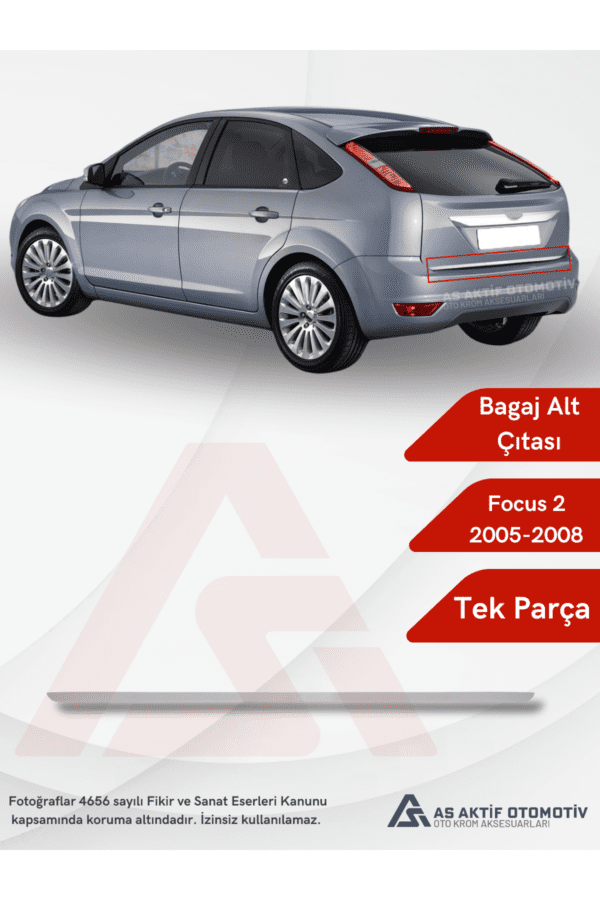 Ford Focus 2HB 5D/3D Bagaj Alt Çıtası 2005-2011 Krom Paslanmaz Çelik