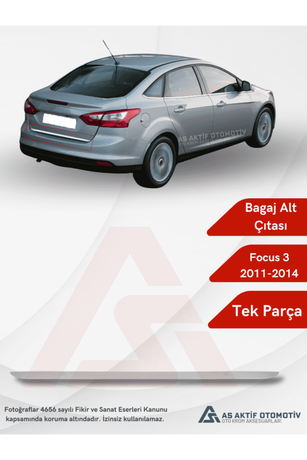 Ford Focus 3 SD Bagaj Alt Çıtası 2011 ve Üzeri Krom Paslanmaz Çelik