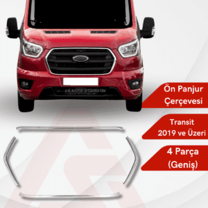 Ford Transit Van Ön Panjur Çerçevesi (Geniş) 4 Parça 2019 ve Üzeri Krom Paslanmaz Çelik