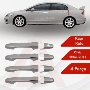 Honda Civic SD Kapı Kolu 4 Parça 2006-2011 Krom Paslanmaz Çelik