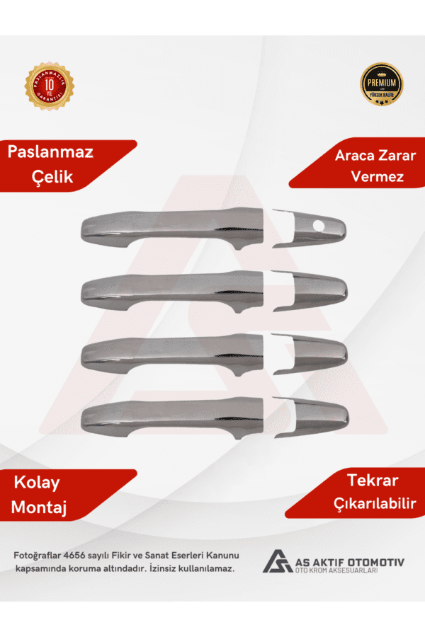 Honda Civic SD Kapı Kolu 4 Parça 2006-2011 Krom Paslanmaz Çelik